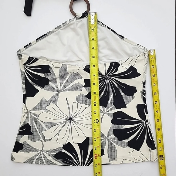 Skye 2 Piece Women Bikini Halter Tankini Swimsuit Black Cream Floral Print  Sz L - Picture 14 of 16